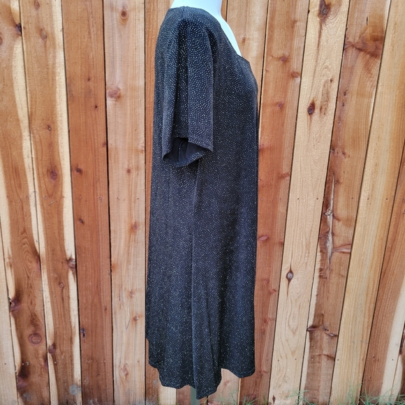 Black Sparkle Slinky Knit Flared Dress Plus Size 18W - Picture 2 of 5